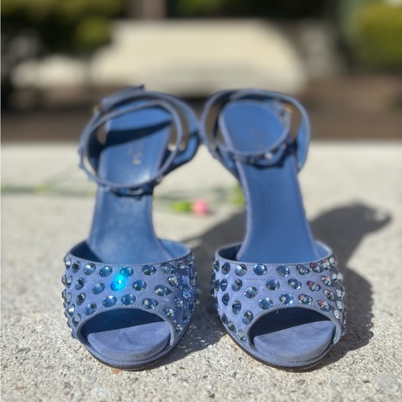 Gucci Swarovski Rhinestone Crystal Stiletto Heels Sandals Sz IT 35 - Picture 6 of 11